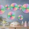 11-Piece Pastel Paper Fan Set | Rainbow Macaron Color-Blocking Hanging Flowers for Wall Decor, Tea Party, Wedding, Spring Birthday, Classroom & Baby Shower Backdrop